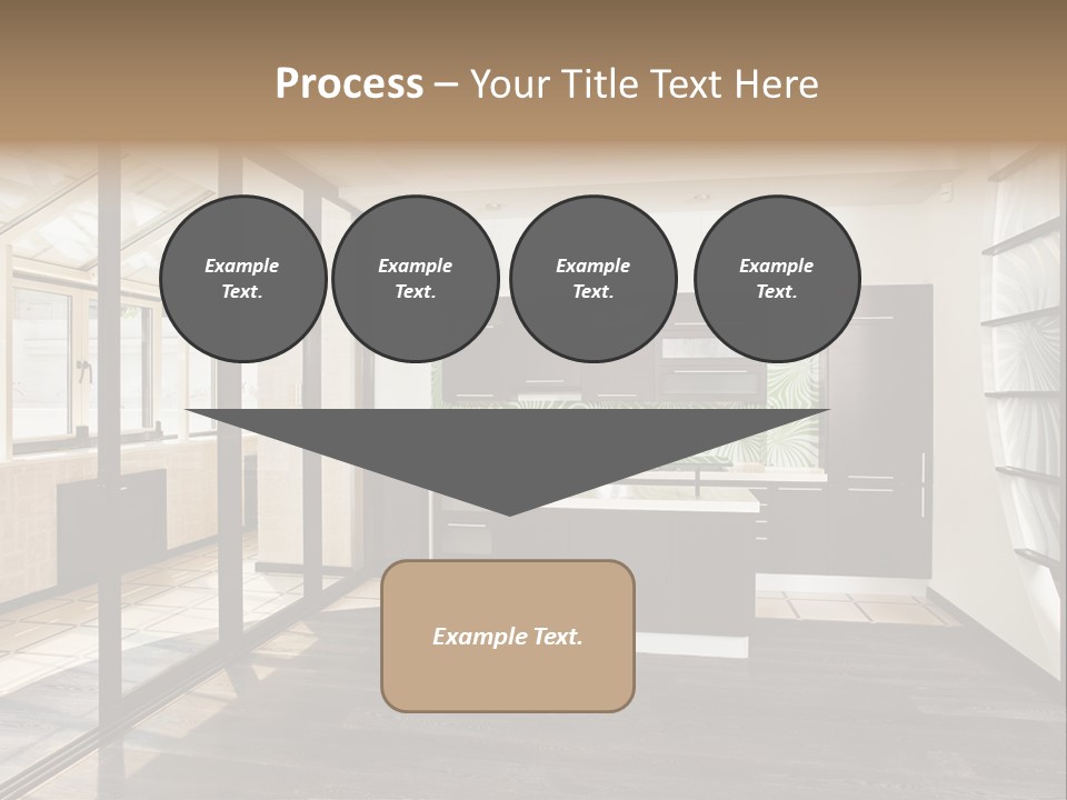 A Kitchen With A Lot Of Cabinets And A Lot Of Windows PowerPoint Template