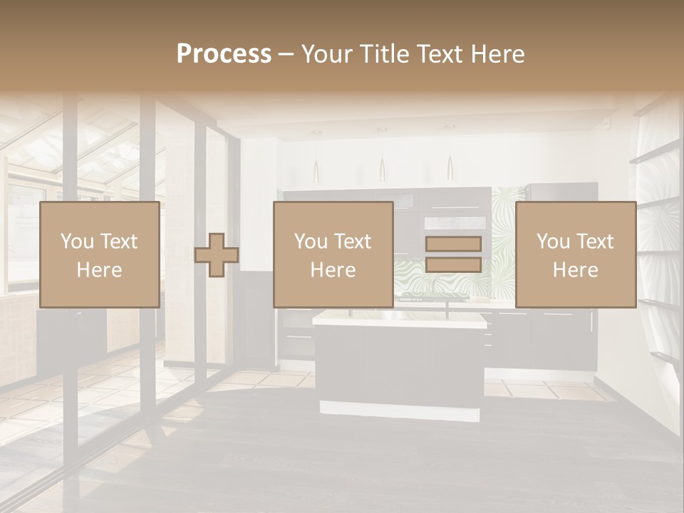 A Kitchen With A Lot Of Cabinets And A Lot Of Windows PowerPoint Template