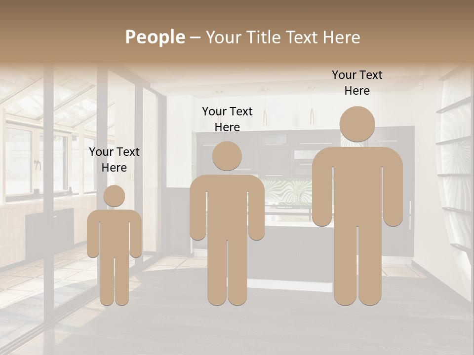 A Kitchen With A Lot Of Cabinets And A Lot Of Windows PowerPoint Template