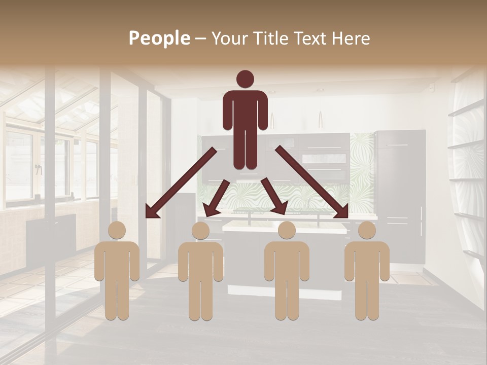 A Kitchen With A Lot Of Cabinets And A Lot Of Windows PowerPoint Template