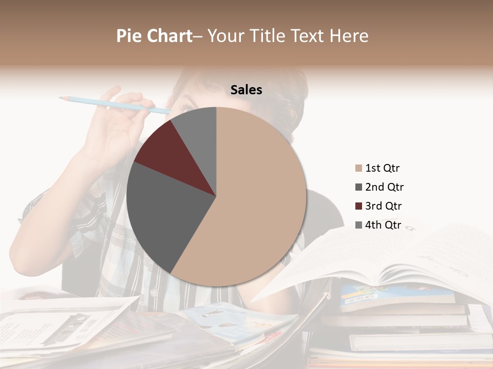 A Young Boy Is Sitting At A Desk With Books And A Pencil PowerPoint Template