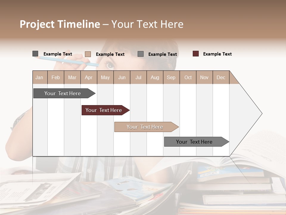 A Young Boy Is Sitting At A Desk With Books And A Pencil PowerPoint Template