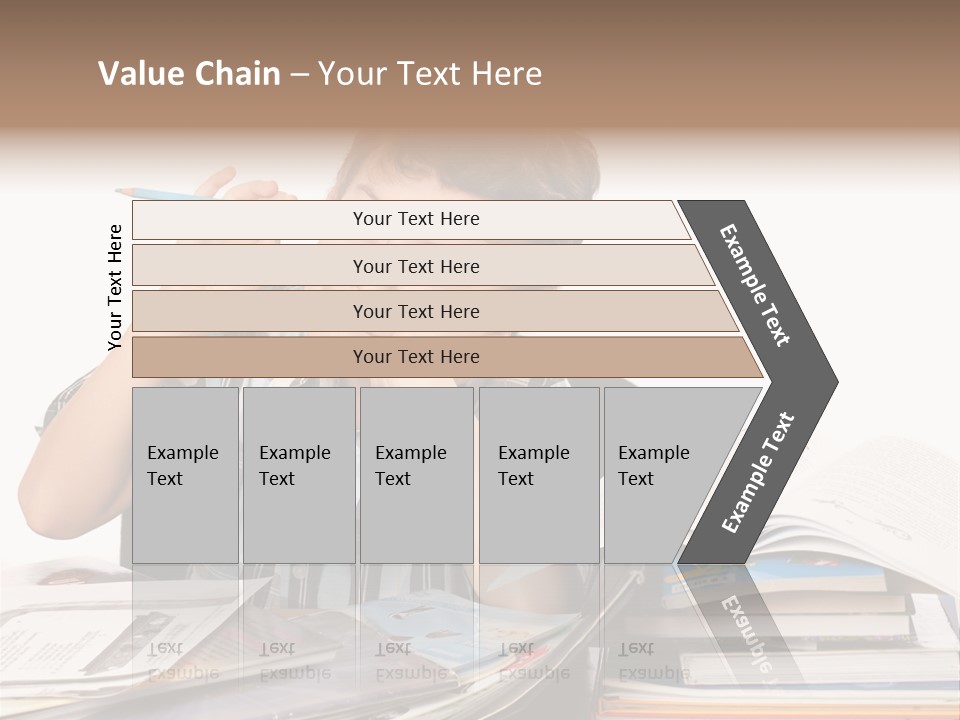 A Young Boy Is Sitting At A Desk With Books And A Pencil PowerPoint Template
