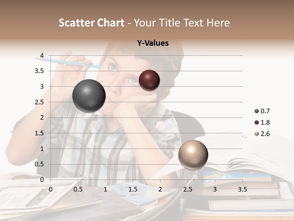 A Young Boy Is Sitting At A Desk With Books And A Pencil PowerPoint Template