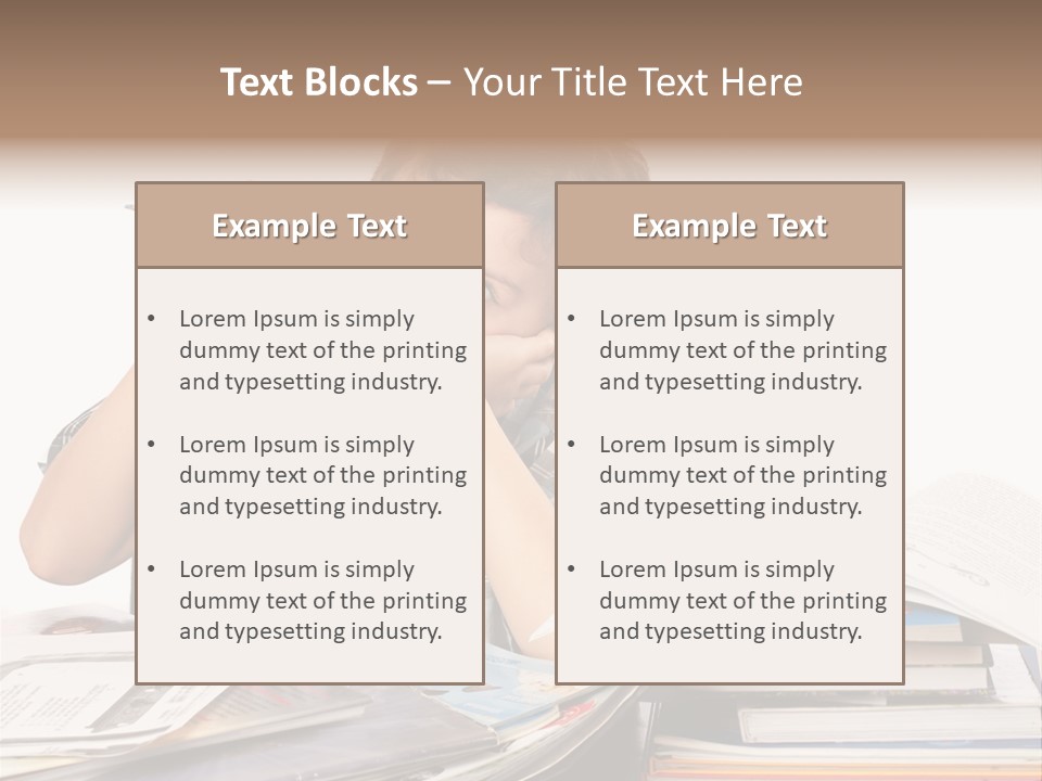 A Young Boy Is Sitting At A Desk With Books And A Pencil PowerPoint Template