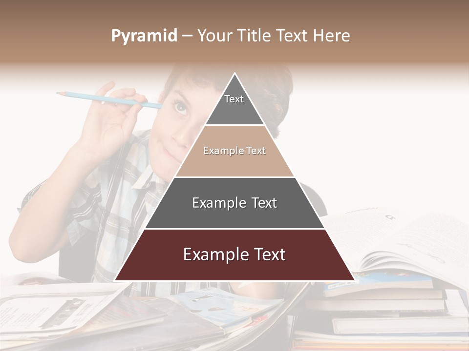 A Young Boy Is Sitting At A Desk With Books And A Pencil PowerPoint Template