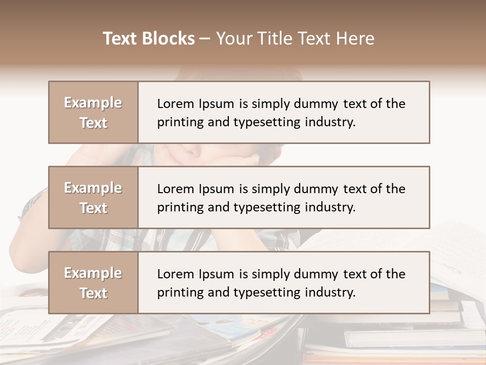 A Young Boy Is Sitting At A Desk With Books And A Pencil PowerPoint Template