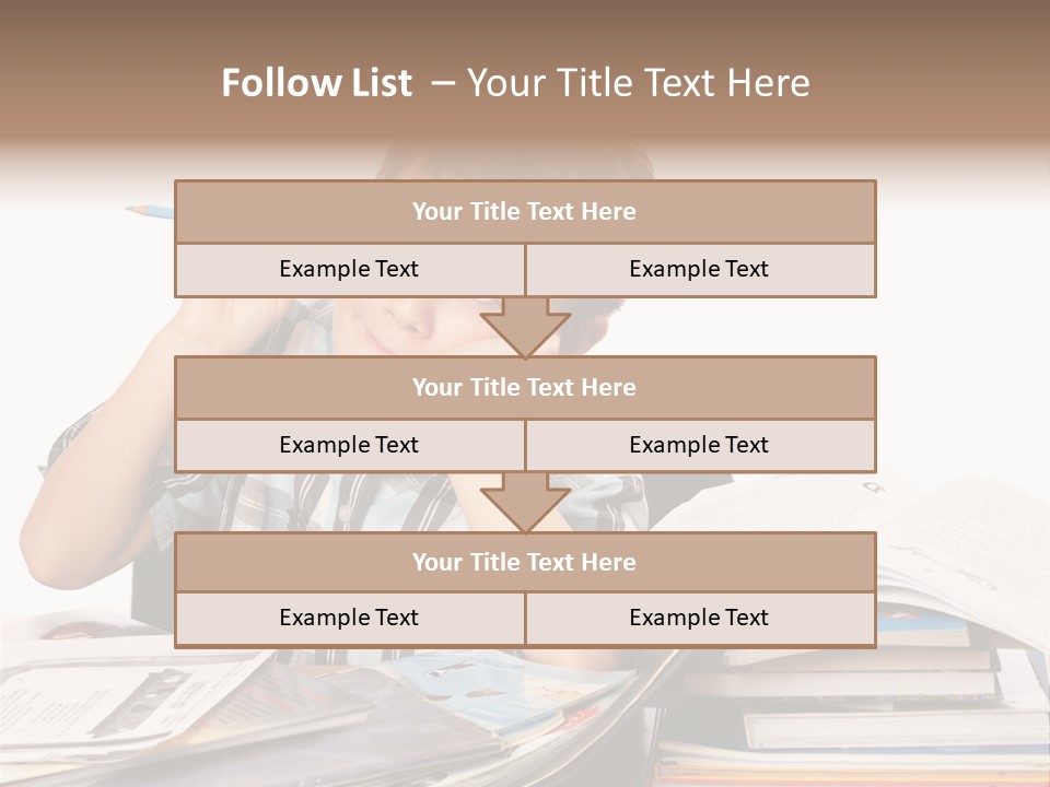 A Young Boy Is Sitting At A Desk With Books And A Pencil PowerPoint Template
