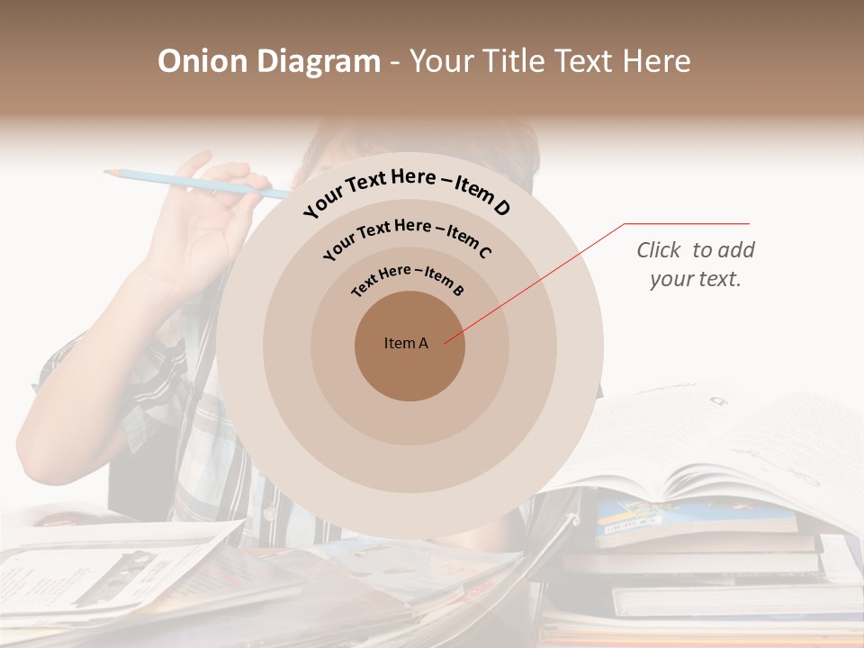 A Young Boy Is Sitting At A Desk With Books And A Pencil PowerPoint Template