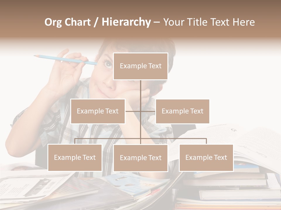 A Young Boy Is Sitting At A Desk With Books And A Pencil PowerPoint Template