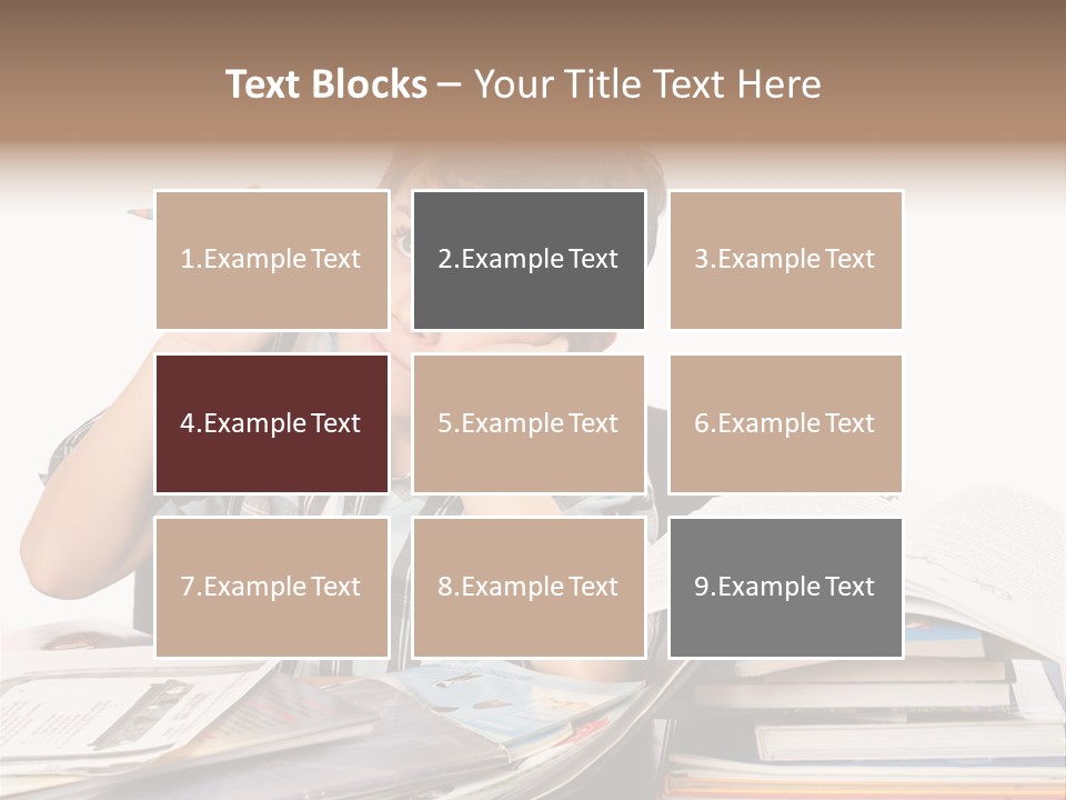 A Young Boy Is Sitting At A Desk With Books And A Pencil PowerPoint Template