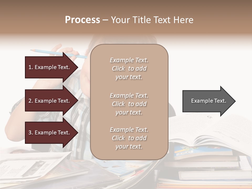 A Young Boy Is Sitting At A Desk With Books And A Pencil PowerPoint Template