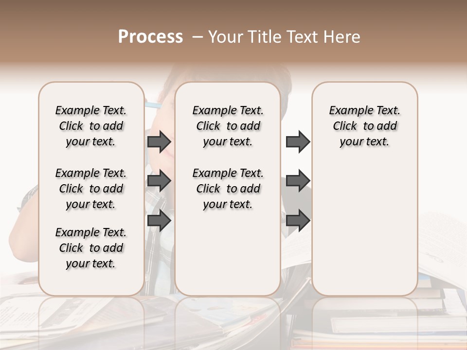 A Young Boy Is Sitting At A Desk With Books And A Pencil PowerPoint Template