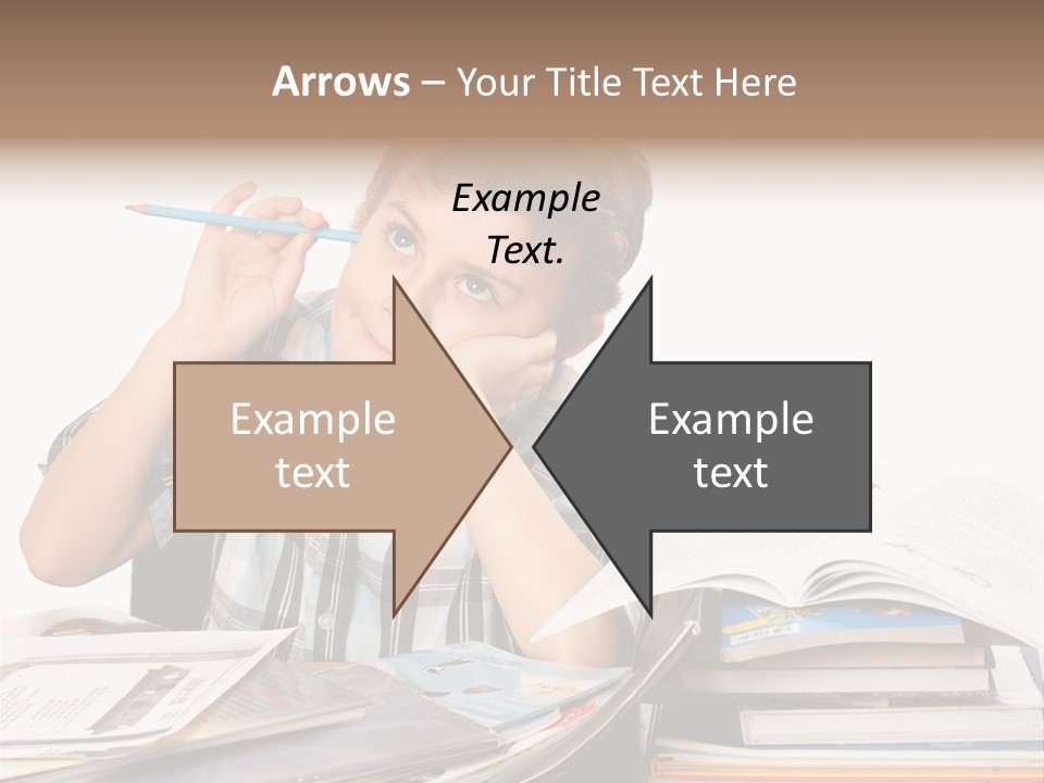 A Young Boy Is Sitting At A Desk With Books And A Pencil PowerPoint Template
