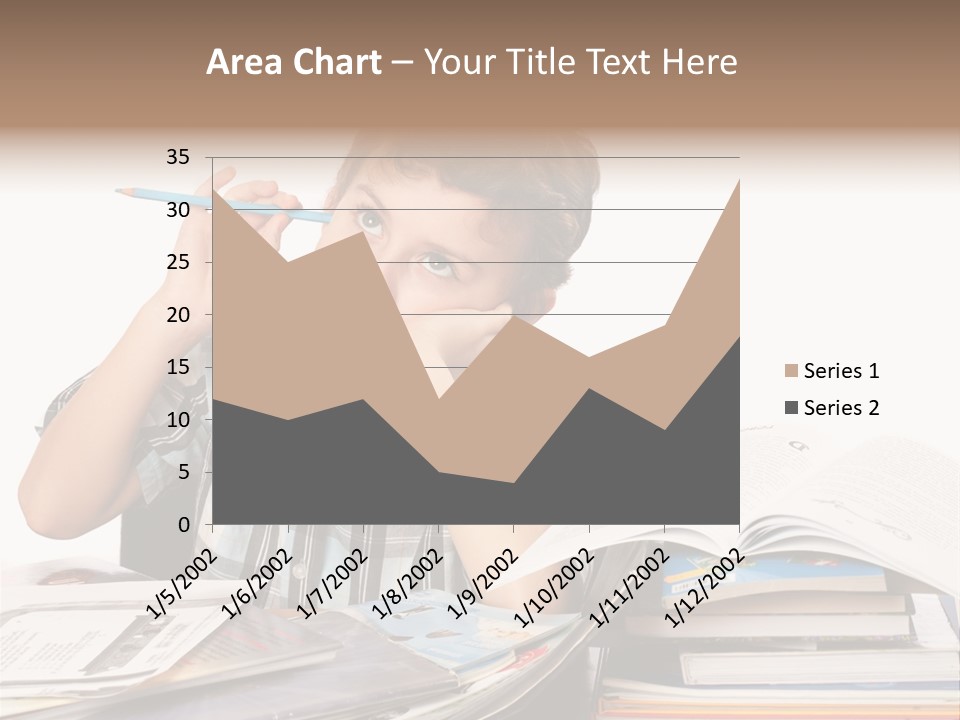 A Young Boy Is Sitting At A Desk With Books And A Pencil PowerPoint Template