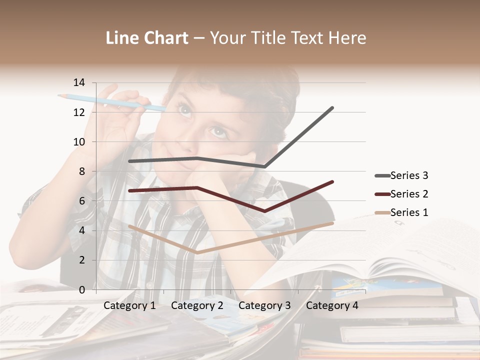 A Young Boy Is Sitting At A Desk With Books And A Pencil PowerPoint Template