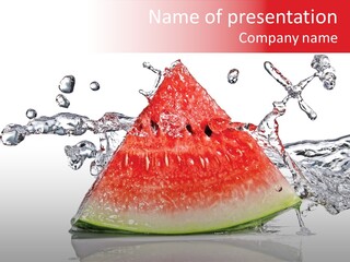 A Slice Of Watermelon With Water Splashing Around It PowerPoint Template