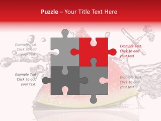 A Slice Of Watermelon With Water Splashing Around It PowerPoint Template