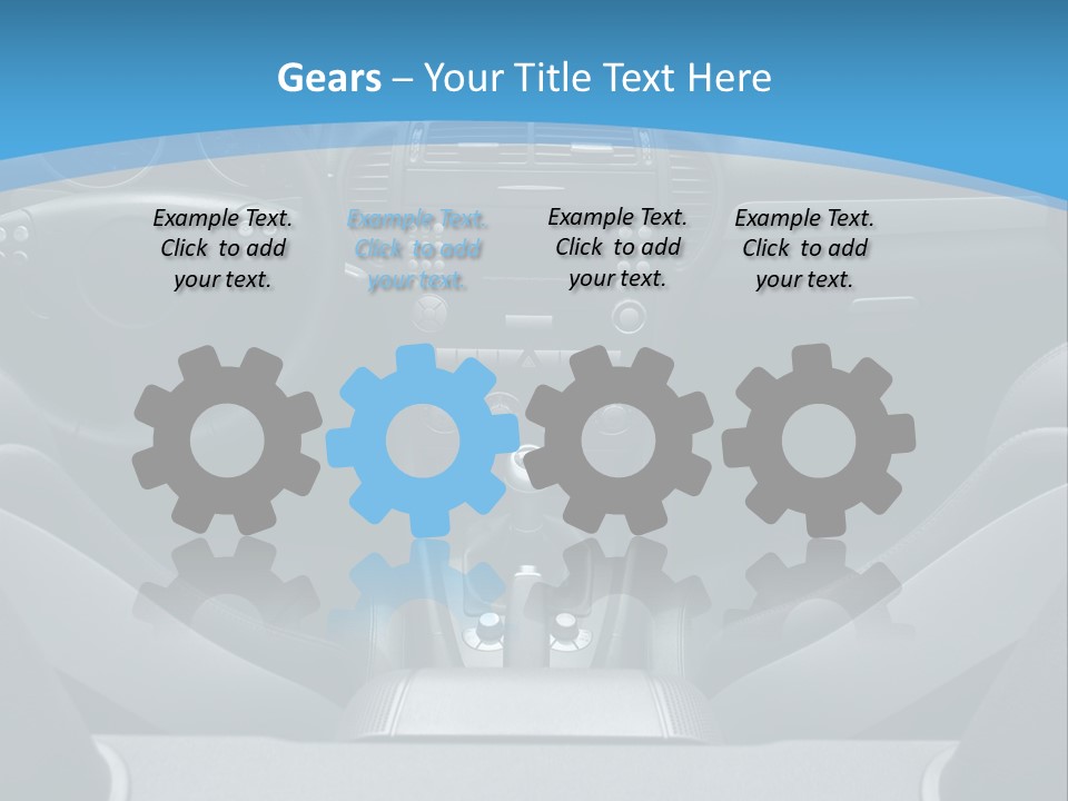 The Inside Of A Car With A Blue Background PowerPoint Template