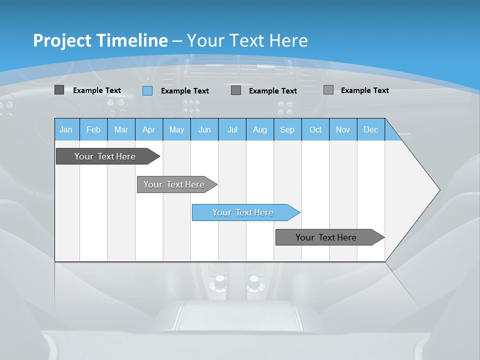 The Inside Of A Car With A Blue Background PowerPoint Template