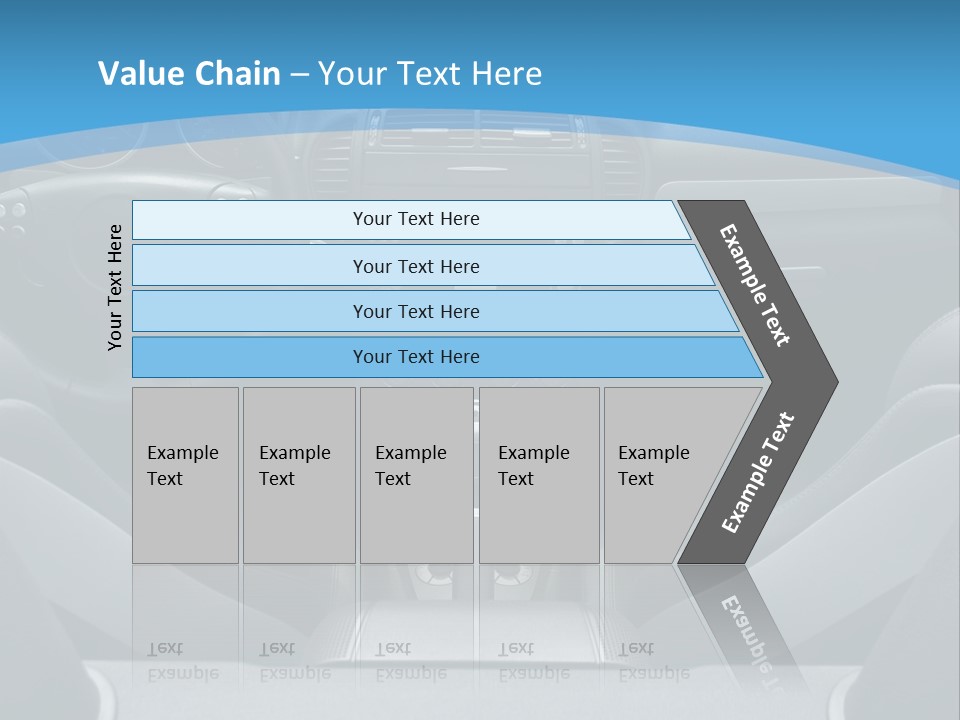 The Inside Of A Car With A Blue Background PowerPoint Template