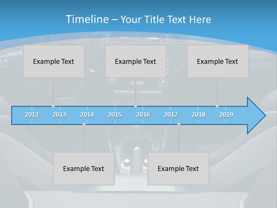 The Inside Of A Car With A Blue Background PowerPoint Template