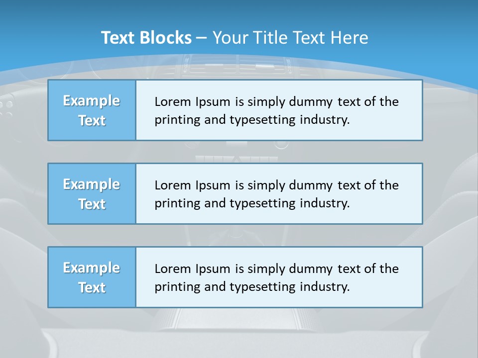 The Inside Of A Car With A Blue Background PowerPoint Template