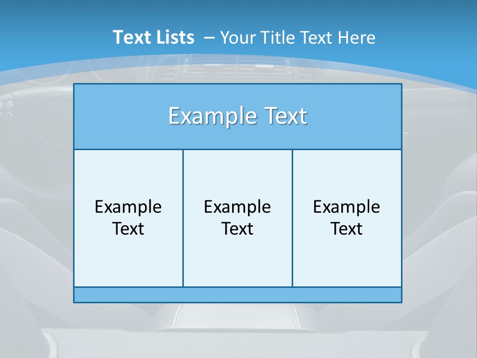The Inside Of A Car With A Blue Background PowerPoint Template