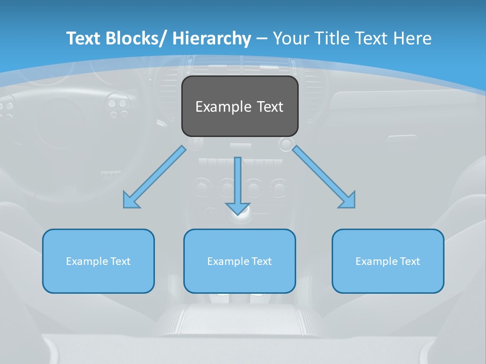 The Inside Of A Car With A Blue Background PowerPoint Template