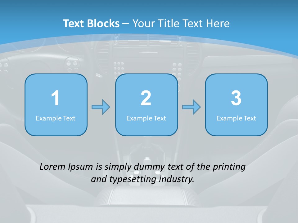The Inside Of A Car With A Blue Background PowerPoint Template