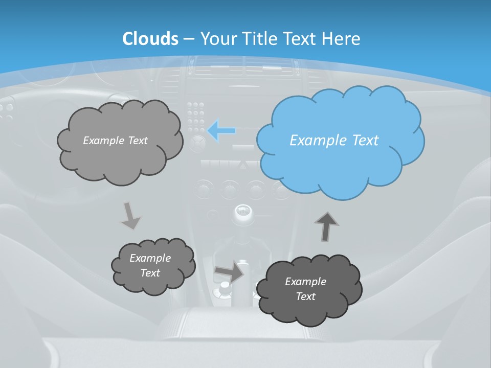 The Inside Of A Car With A Blue Background PowerPoint Template