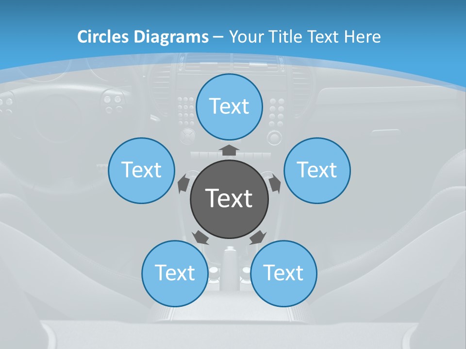 The Inside Of A Car With A Blue Background PowerPoint Template