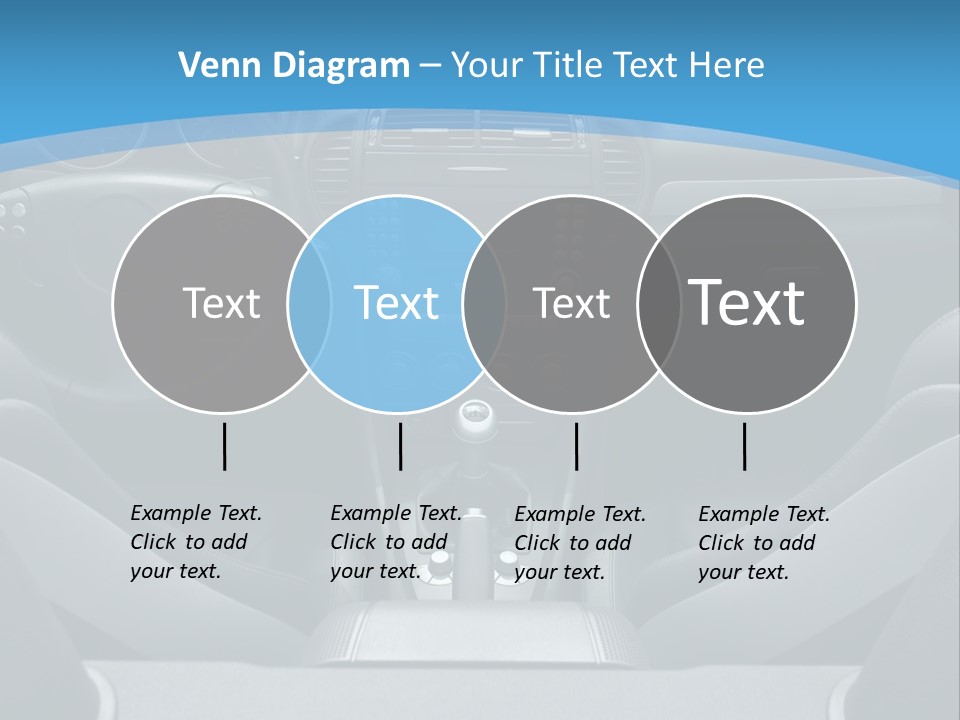 The Inside Of A Car With A Blue Background PowerPoint Template