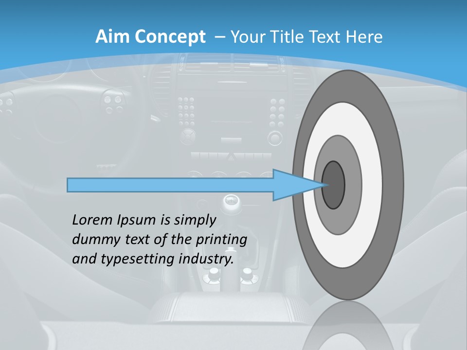 The Inside Of A Car With A Blue Background PowerPoint Template