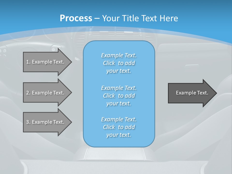 The Inside Of A Car With A Blue Background PowerPoint Template