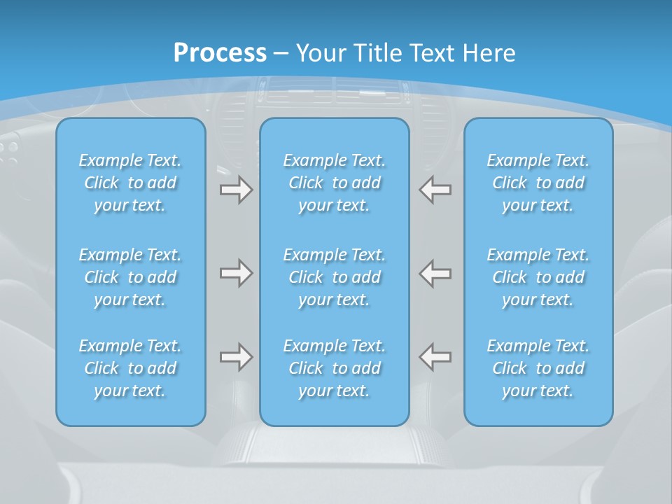 The Inside Of A Car With A Blue Background PowerPoint Template