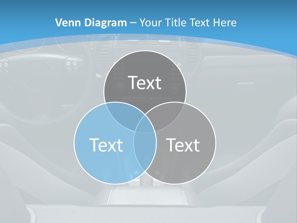 The Inside Of A Car With A Blue Background PowerPoint Template
