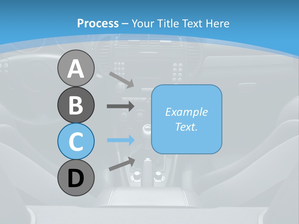 The Inside Of A Car With A Blue Background PowerPoint Template