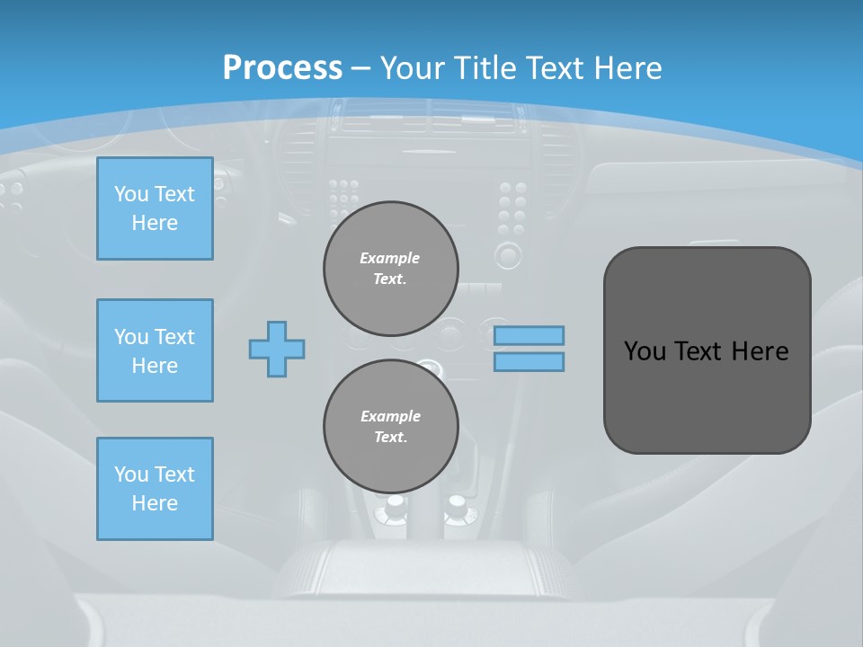 The Inside Of A Car With A Blue Background PowerPoint Template