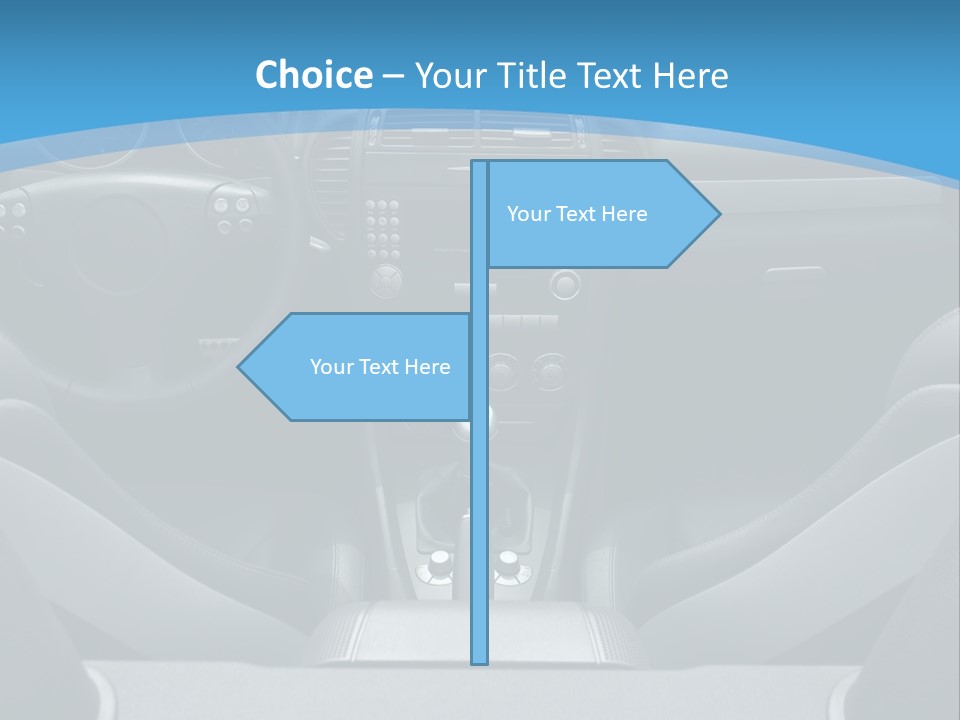 The Inside Of A Car With A Blue Background PowerPoint Template