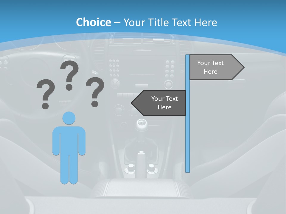 The Inside Of A Car With A Blue Background PowerPoint Template