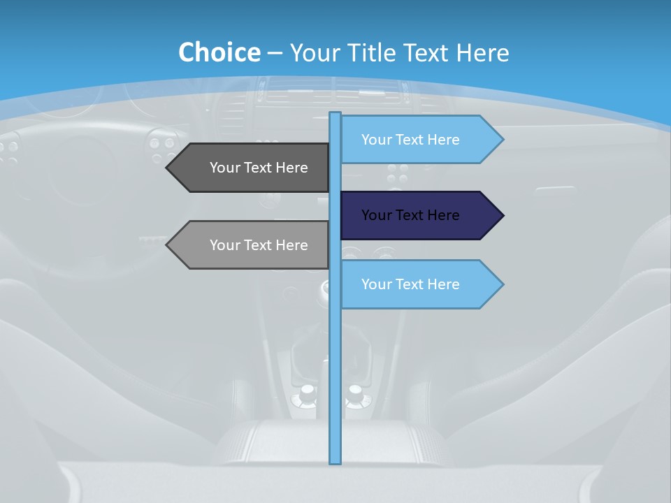 The Inside Of A Car With A Blue Background PowerPoint Template