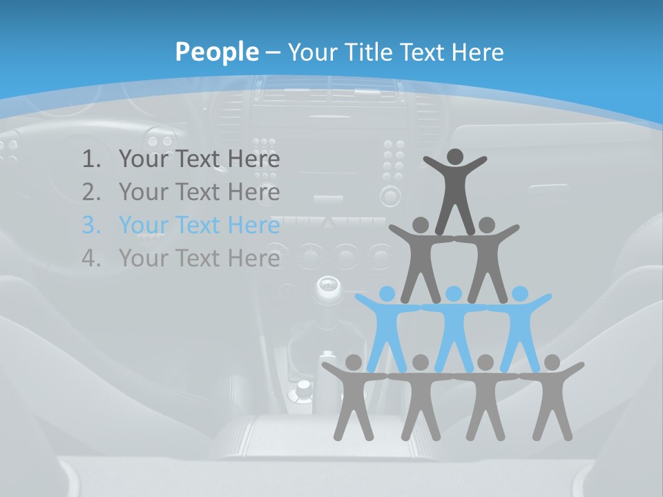 The Inside Of A Car With A Blue Background PowerPoint Template