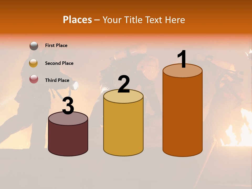 A Group Of Fire Fighters Putting Out A Fire PowerPoint Template