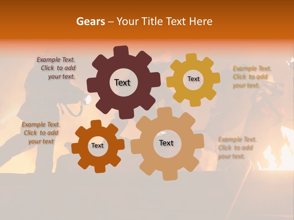 A Group Of Fire Fighters Putting Out A Fire PowerPoint Template