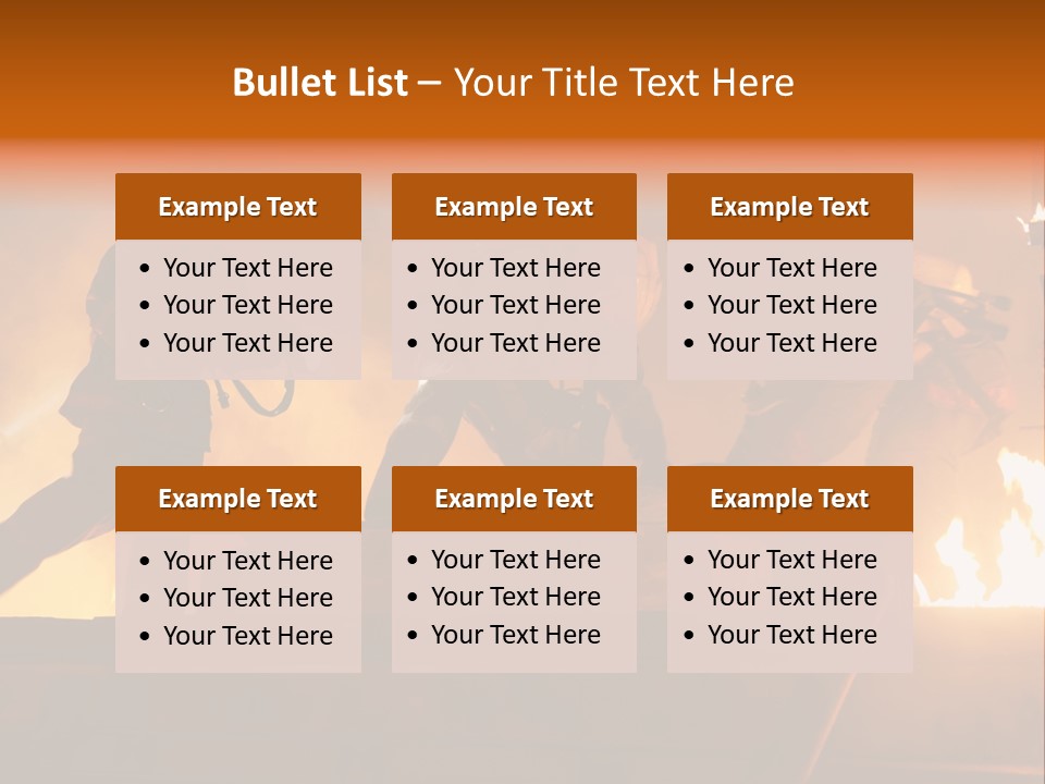 A Group Of Fire Fighters Putting Out A Fire PowerPoint Template
