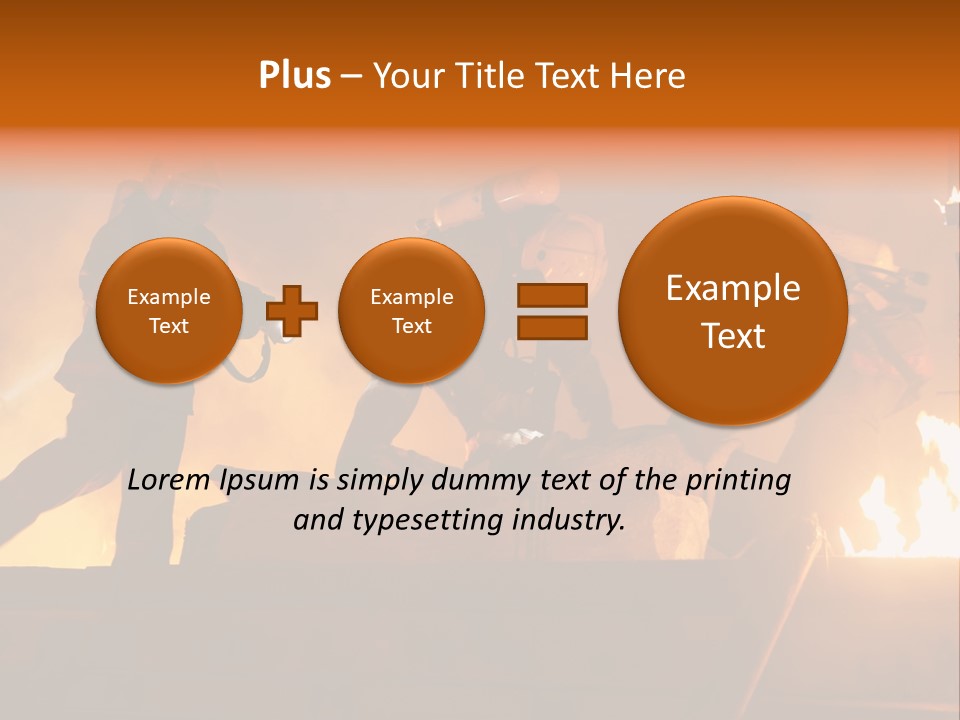 A Group Of Fire Fighters Putting Out A Fire PowerPoint Template