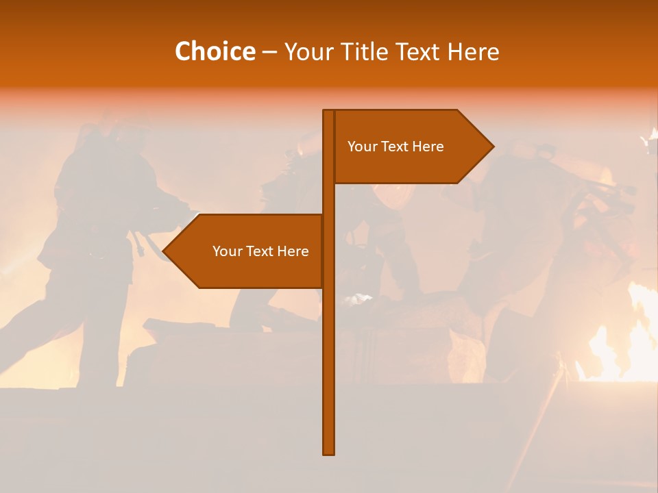 A Group Of Fire Fighters Putting Out A Fire PowerPoint Template