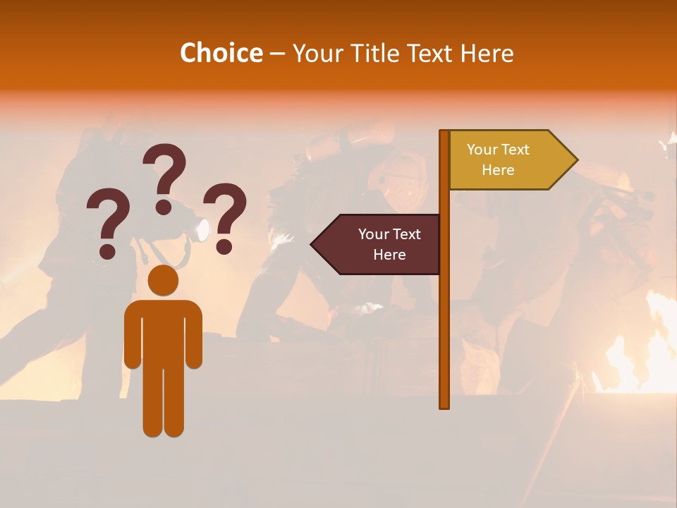A Group Of Fire Fighters Putting Out A Fire PowerPoint Template