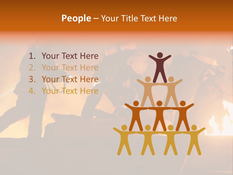 A Group Of Fire Fighters Putting Out A Fire PowerPoint Template